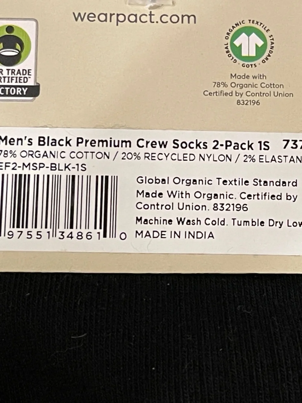 NEW! Men's Black Premium Crew Socks (2 Pack) Shoe Size: 9-13. NWT!